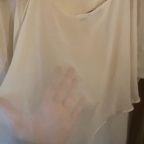 Sheer, White T Shirt with Bib and Floral Detail. - Picture 2 of 3